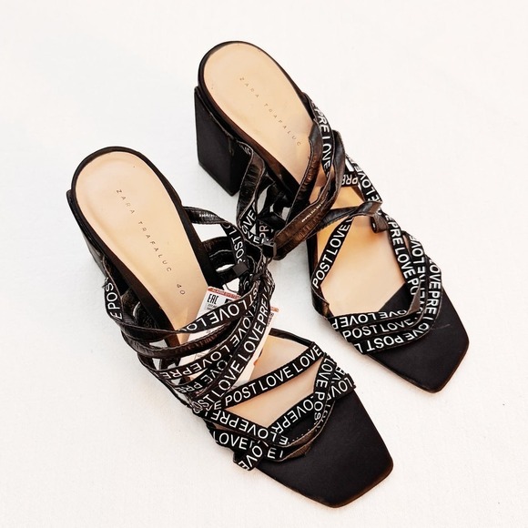 ZARA Love Strappy Block Heel Ope Toe Sandal Size 40 NWT - Picture 3 of 8